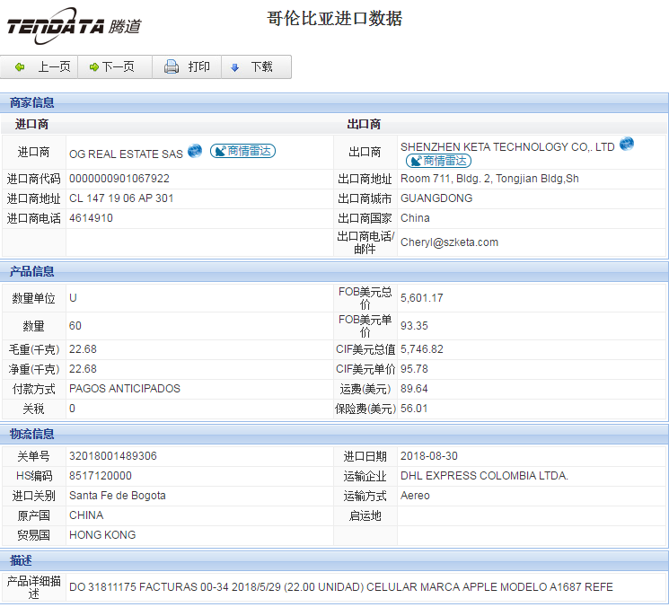 海关数据,进出口数据,进口数据,凯发k8国际,贸易,哥伦比亚